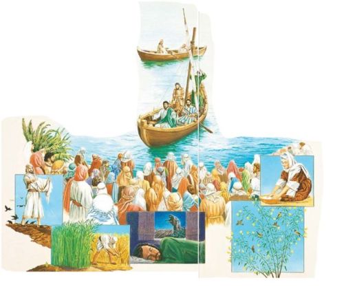 marcos 4.2 Jesus enseña desde una barca en ilustraciones